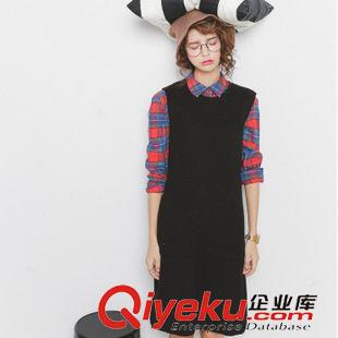 2015.8月上新 2015秋冬新款模特實(shí)拍長(zhǎng)款兔絨毛衣馬甲連衣裙原始圖片2