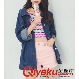 2015.8月上新 實拍現(xiàn)貨牛仔外套秋裝新款寬松BF風長袖夾克衫牛仔衣風衣女原始圖片2