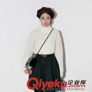 2015-7月上新 韓國(guó)2015年春裝{zx1}款michyeora官網(wǎng) 前短后長(zhǎng)半高領(lǐng)毛衣女原始圖片2