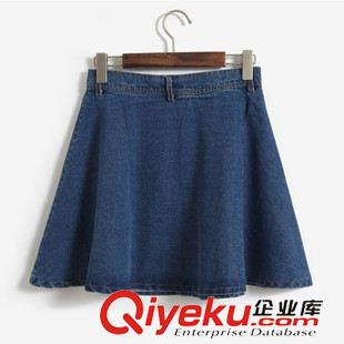 2015-7月上新 2015春夏款韓國代購 AA高腰前排紐扣牛仔短裙半身裙傘裙四季款原始圖片3