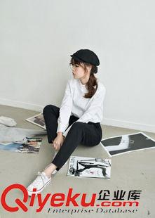 2015-7月上新 797#韓國代購秋冬新品寬松休閑百搭立領木耳花邊打底襯衣上衣原始圖片2