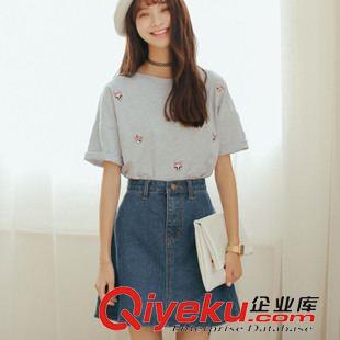 2015-7月上新 2015韓版AA款少女大擺時尚高腰牛仔短裙半身裙A字裙喇叭牛仔裙原始圖片3