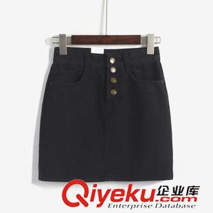 2015-7月上新 201春季新款歐美范AA復(fù)古排扣紐扣無(wú)彈牛仔裙半身裙短裙 女原始圖片2