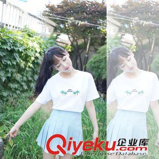 2015_6月上新 軟妹子 字母椰樹精美繡花刺繡圖案短袖T恤原始圖片2