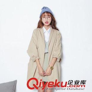 外套 模特實(shí)拍 2015馬甲女裝英倫風(fēng)韓版中長款寬松西裝馬夾西服外套