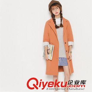 外套 模特實拍 2015秋裝新款 韓國訂單寬松中長款西裝女外套原始圖片3
