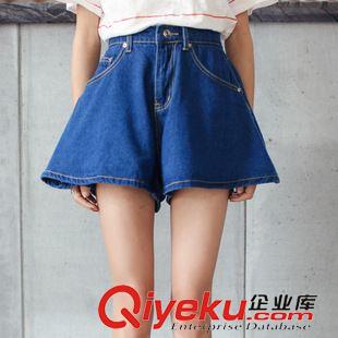 短褲 韓版寬松休閑夏短裙褲A字牛仔半身裙松緊腰高腰褲百搭學(xué)院風(fēng)原始圖片3