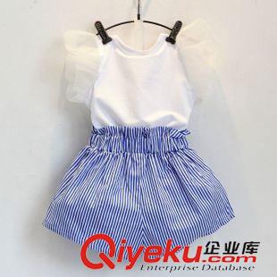 套裝 麥芽兒 女童夏季韓版新款蕾絲飛袖短袖+短褲套裝 兩件套批發(fā)