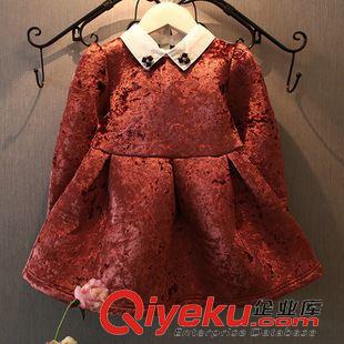 連衣裙 麥芽?jī)?015女童春款童裝裙子 韓版時(shí)尚范絲絨棉兒童連衣裙 批發(fā)原始圖片2