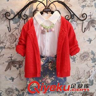 毛衣/針織衫 麥芽兒2015秋裝新品女童毛衣文藝范兒蕾絲邊麻花小鏤空毛衣批發(fā)