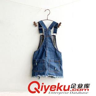 背帶裙、褲/連體褲 麥芽兒童裝2015春夏裝新款 女童工裝牛仔背帶裙破洞兒童裙子 批發