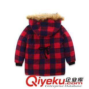 外套/羽絨服/棉衣/夾克/大衣/皮衣 麥芽?jī)?015冬季新品男童裝連帽格子棉外套韓版毛領(lǐng)休閑棉上衣批發(fā)原始圖片2