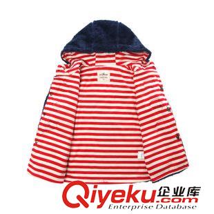 外套/羽絨服/棉衣/夾克/大衣/皮衣 麥芽兒2015冬季新品男童裝韓版連帽棉外套內(nèi)里針織條紋長袖棉上衣原始圖片3