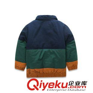 外套/羽絨服/棉衣/夾克/大衣/皮衣 麥芽兒2015冬季新品男童裝三色相拼紐扣棉衣兒童韓版保暖外套批發(fā)