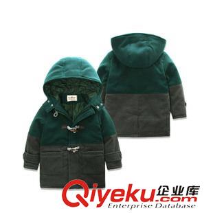 外套/羽絨服/棉衣/夾克/大衣/皮衣 麥芽兒2015冬季新品男童裝連帽雙面呢相拼棉外套兒童帥氣長款棉衣