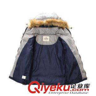 外套/羽絨服/棉衣/夾克/大衣/皮衣 麥芽兒2015冬季新品男童裝連帽雙色相拼拉鏈棉外套兒童加厚棉大衣