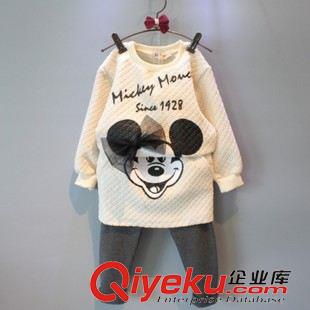 秋款8-24 麥芽兒2015韓國童裝女童秋冬季新款休閑卡通狗長袖t恤+長褲套裝