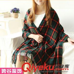 加厚圍巾系列 KB082 熱銷 韓版女士流蘇披肩 森林系超長(zhǎng)仿羊絨格子漫圍巾原始圖片3
