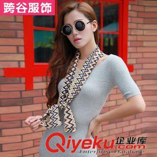 雙層系列 KE101新款 秋冬韓版女士長款雙層絲巾 復古波浪紋絨雪紡圍巾批發(fā)原始圖片2