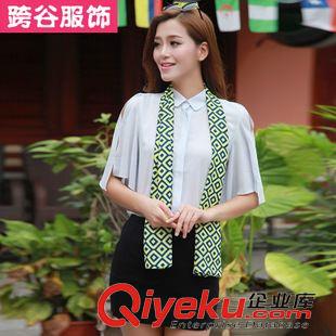 雙層系列 KE090廠家直銷絲巾女士圍巾 復古時尚綠色方格雙層絨雪紡圍巾原始圖片3