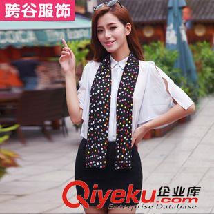 雙層系列 KE089 廠家直銷女士絲巾 2015新款彩色小圓點復古雙層絨雪紡圍巾原始圖片2