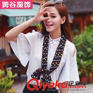雙層系列 KE089 廠家直銷女士絲巾 2015新款彩色小圓點復古雙層絨雪紡圍巾原始圖片3