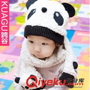 兒童帽子 KE080韓版兒童嬰兒帽冬甲殼蟲/蜜蜂毛線寶帽子圍巾兩件套瓢蟲帽