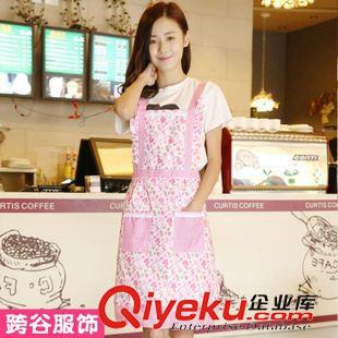 圍裙  KE055 廠家直銷 2015爆款雙口袋花邊女士廚房罩衣居家防污圍裙原始圖片2