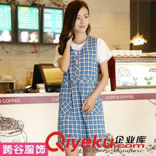 圍裙  KE068廠家直銷2015熱銷 紐扣波浪花邊女士廚房罩衣居家防污圍裙