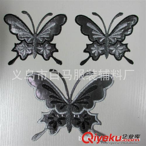 刺繡卡通  【誠信廠家】銀布 蝴蝶 電腦刺繡 時尚背膠布貼 歡迎來樣訂做批發(fā)原始圖片2