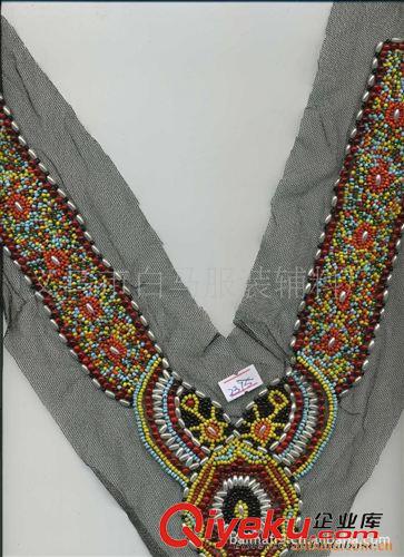 手工領(lǐng)花  供應(yīng)服裝輔料 新款彩色珠管 民族風(fēng)V領(lǐng)領(lǐng)花 手工 廠家直銷原始圖片2