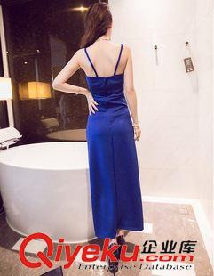★2015.4月春夏裝新品（一） 新款歐美dp純黑色性感低胸長裙 性感V領修身露背吊帶連衣裙3464原始圖片2