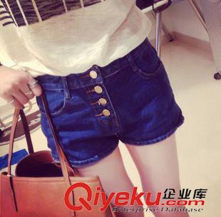 短褲 | 安全褲 2015夏裝牛仔短褲女夏 高腰牛仔短褲女夏季熱褲卷邊排扣短褲3383原始圖片3