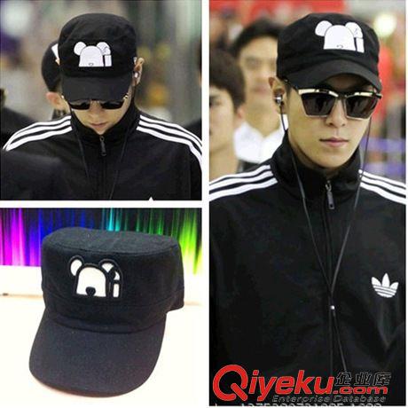 軍帽/平頂帽 BIGBANG 崔勝賢 塔普 TOP同款帽子 bearbrick 積木熊軍帽 平頂帽原始圖片2