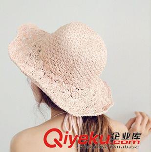 大沿帽/遮陽帽 韓國春夏沙灘海邊度假必備鏤空鉤花編織純色大檐遮陽帽草帽子原始圖片2