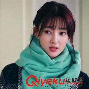 韓國羊絨格子/條紋圍巾 兩生花楊穎baby明星同款四季純色空調披肩女粉色羊絨圍巾披肩兩用原始圖片2
