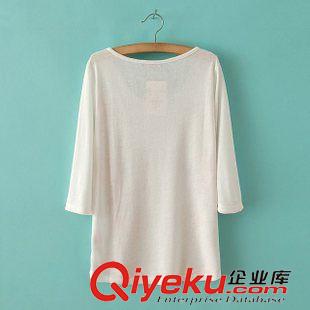 斷碼特價區(qū) 2014歐美風(fēng) 夏季新款歐美風(fēng)寬松型亞麻對稱印花七分袖t恤批發(fā)3172原始圖片3