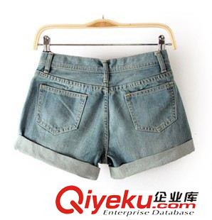 活動推薦款 0503   外貿原單 UJ卷邊磨破水洗牛仔短褲批發原始圖片2