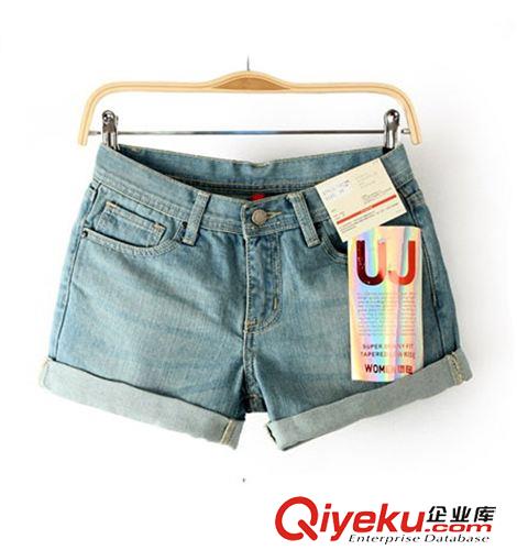 活動推薦款 0503   外貿原單 UJ卷邊磨破水洗牛仔短褲批發原始圖片3