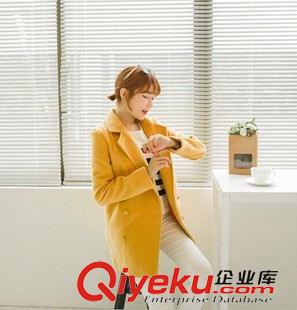 活動推薦款 0686  歐美英倫風(fēng)雙排扣中長款外套女  呢大衣大額批發(fā)一件代發(fā)