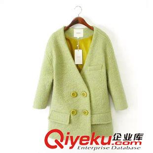 風(fēng)衣、大衣 2014歐洲站 秋季新款個(gè)性純色毛呢大衣批發(fā)5703原始圖片2