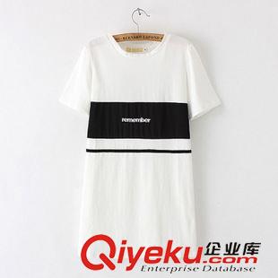 t恤 $ZP6 歐美風(fēng) 長款拼色字母大版圓領(lǐng)套頭T恤批發(fā) X9723原始圖片2