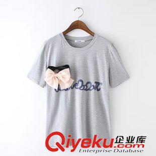 t恤 $ZO2 歐美風(fēng) 韓版可拆卸蝴蝶結(jié)短袖T恤批發(fā) X9660