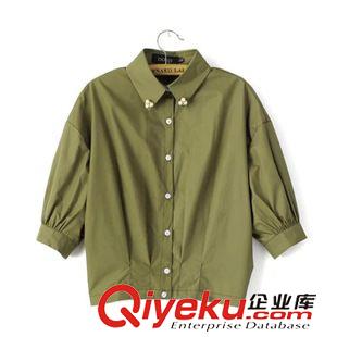 襯衫/雪紡衫 #ZE8 歐美風(fēng) 明星同款收腰釘珠蝙蝠袖襯衫批發(fā) X9972原始圖片3
