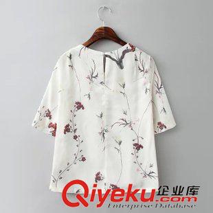 襯衫/雪紡衫 #A3  歐美風(fēng)  春夏新款樹枝印花雪紡t恤上衣批發(fā)  0309原始圖片2