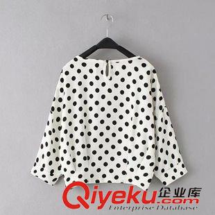 襯衫/雪紡衫 $ZP 歐美風(fēng) 圓點(diǎn)子短款套頭罩衫批發(fā) X9667原始圖片3