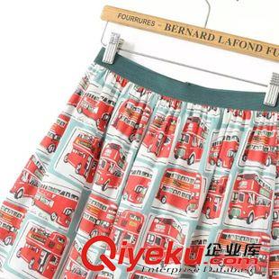 短裙、短褲、半身裙 #F 歐美風 棉麻小汽車巴士松緊腰半身裙有口袋批發 1617原始圖片3