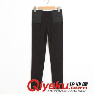 打底褲 1075 歐美風 拼接彈力修身打底褲批發原始圖片2