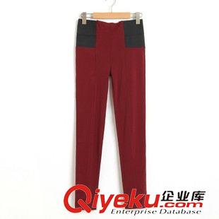 打底褲 1075 歐美風 拼接彈力修身打底褲批發原始圖片3