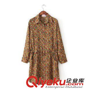 下架區(qū) 2014春季女裝歐美風(fēng)時尚流行小花長款系繩連衣裙批發(fā)1607原始圖片2